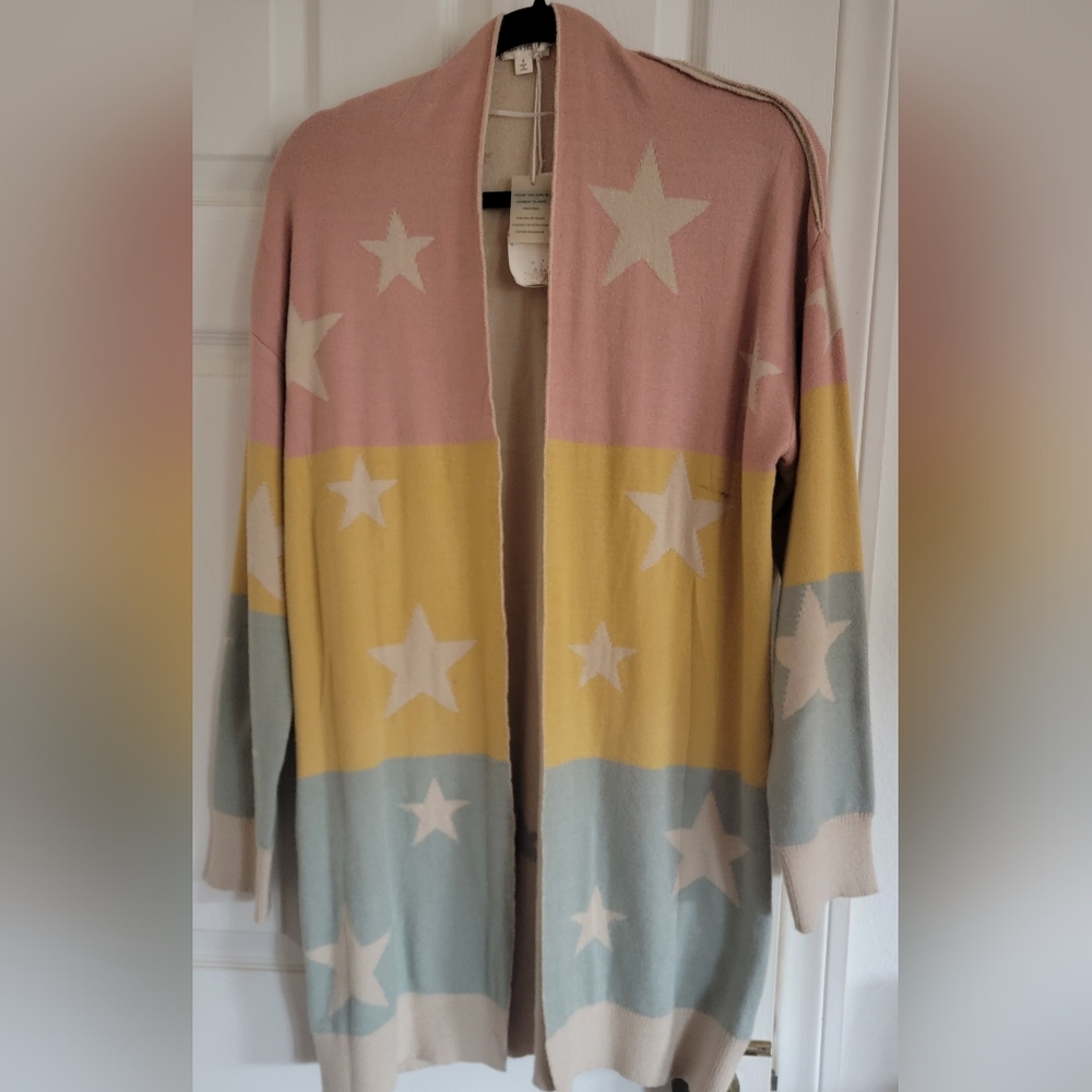 Hem & Thread Stars In Flight Cardigan 🩷💛🩵 - Picture 2 of 7
